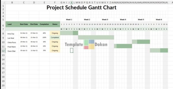 Project Schedule Gantt Chart